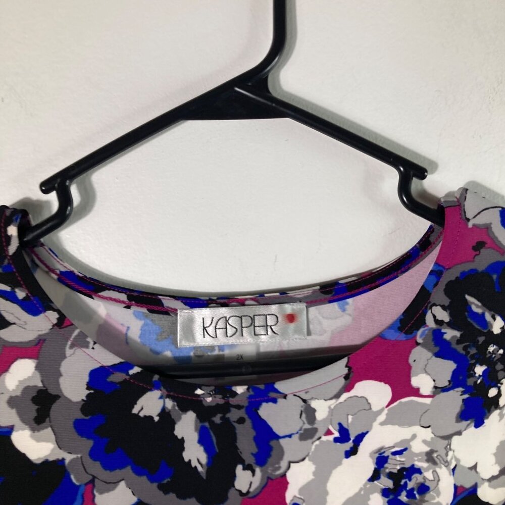 Womens Kasper Floral Side Tie 3/4 Sleeve Stretch Top 2X NWT - Picture 4 of 11
